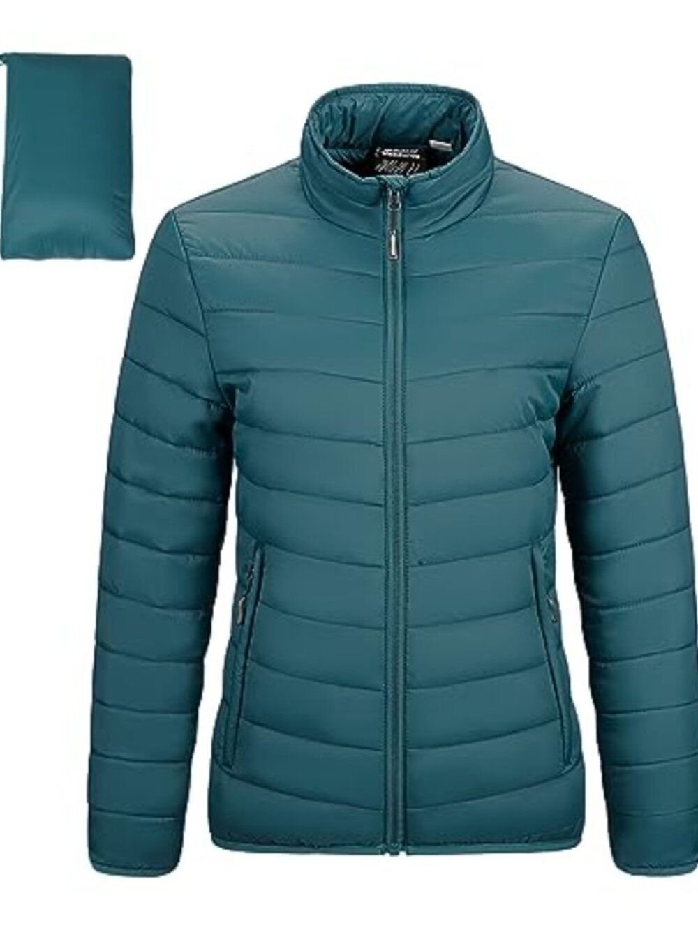 Women's Packable Full-Zip Short Puffer Jacket Insulated Quilted Warm
